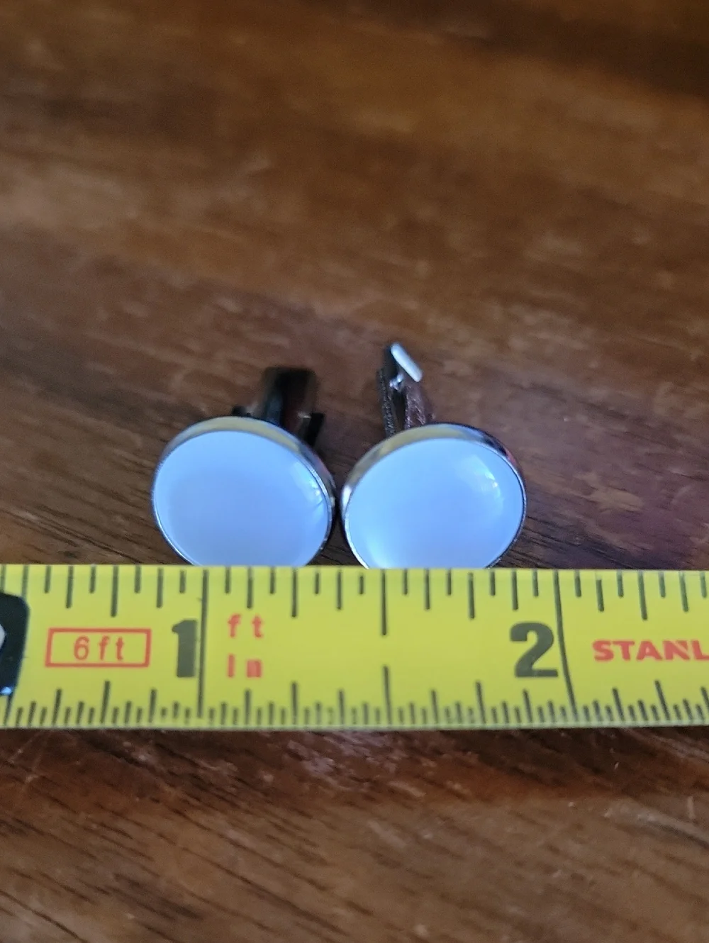 Pioneer Silver-Tone White Round Cufflinks - Men's Accessories